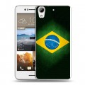 Дизайнерский пластиковый чехол для HTC Desire 728 Флаг Бразилии