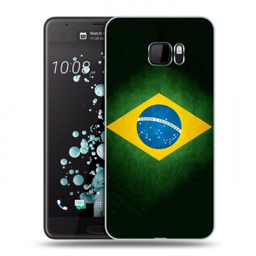 Дизайнерский пластиковый чехол для HTC U Ultra Флаг Бразилии
