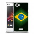 Дизайнерский пластиковый чехол для Sony Xperia L Флаг Бразилии