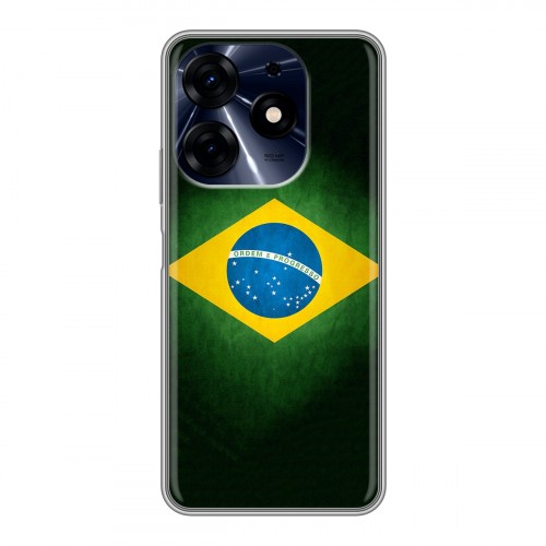 Дизайнерский силиконовый с усиленными углами чехол для Tecno Spark 10 Pro Флаг Бразилии