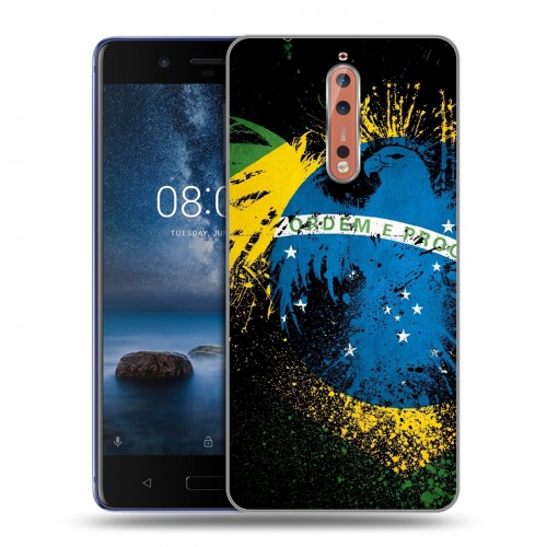 Дизайнерский пластиковый чехол для Nokia 8 Флаг Бразилии