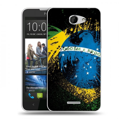Дизайнерский пластиковый чехол для HTC Desire 516 Флаг Бразилии