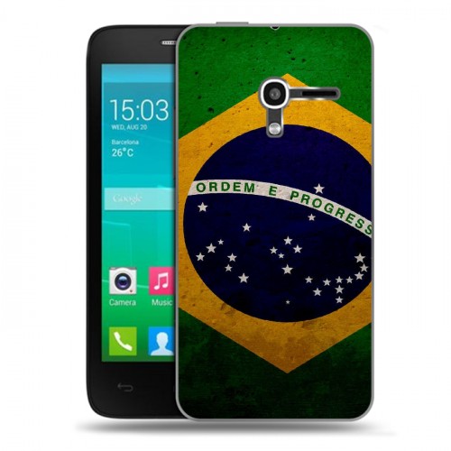 Дизайнерский пластиковый чехол для Alcatel One Touch Pop D3 Флаг Бразилии