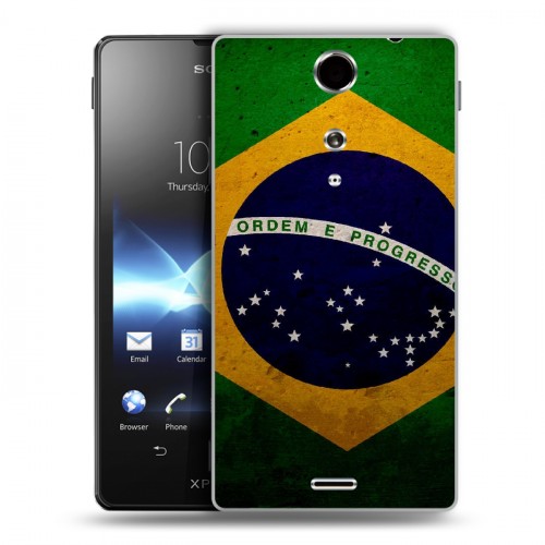 Дизайнерский пластиковый чехол для Sony Xperia TX Флаг Бразилии