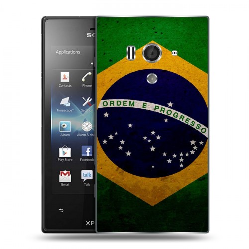 Дизайнерский пластиковый чехол для Sony Xperia acro S Флаг Бразилии