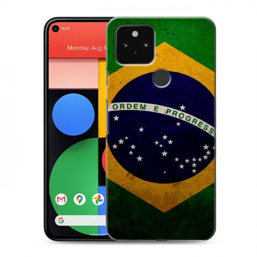 Дизайнерский пластиковый чехол для Google Pixel 5 Флаг Бразилии