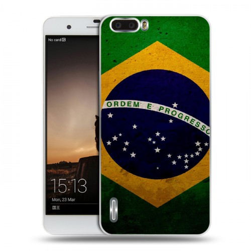 Дизайнерский силиконовый чехол для Huawei Honor 6 Plus Флаг Бразилии