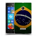 Дизайнерский пластиковый чехол для Microsoft Lumia 435 Флаг Бразилии