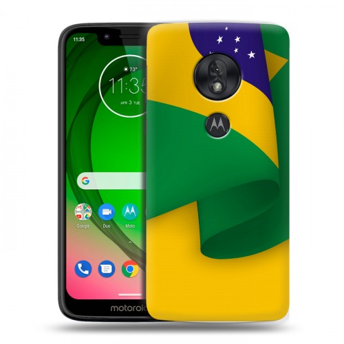 Дизайнерский пластиковый чехол для Motorola Moto G7 Play Флаг Бразилии