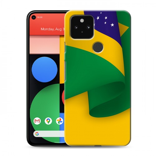 Дизайнерский пластиковый чехол для Google Pixel 5 Флаг Бразилии