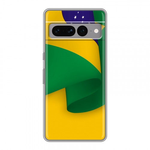 Дизайнерский силиконовый с усиленными углами чехол для Google Pixel 7 Pro Флаг Бразилии