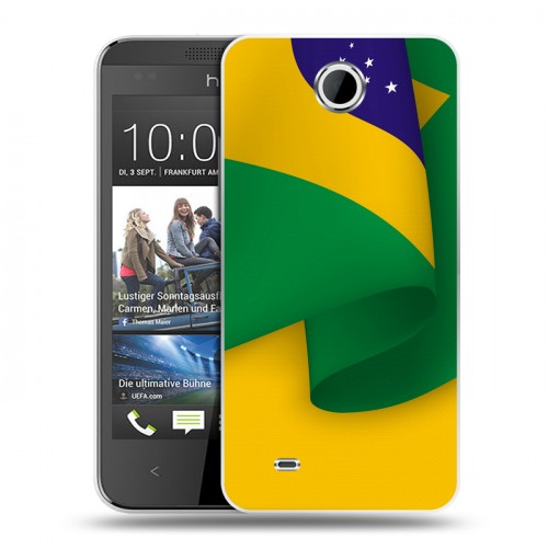 Дизайнерский пластиковый чехол для HTC Desire 300 Флаг Бразилии
