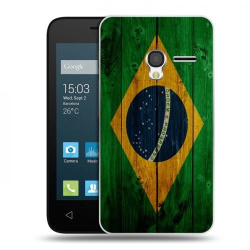 Дизайнерский пластиковый чехол для Alcatel One Touch Pixi 3 (4.0) Флаг Бразилии