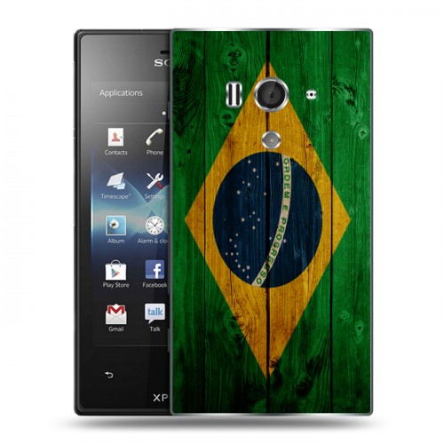 Дизайнерский пластиковый чехол для Sony Xperia acro S Флаг Бразилии