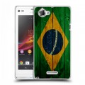 Дизайнерский пластиковый чехол для Sony Xperia L Флаг Бразилии