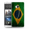 Дизайнерский пластиковый чехол для HTC One (M7) Dual SIM Флаг Бразилии