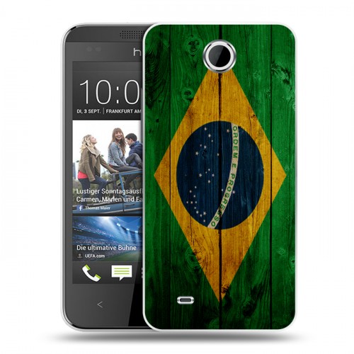 Дизайнерский пластиковый чехол для HTC Desire 300 Флаг Бразилии