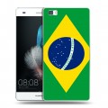Дизайнерский пластиковый чехол для Huawei P8 Lite Флаг Бразилии