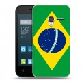 Дизайнерский пластиковый чехол для Alcatel One Touch Pixi 3 (4.0) Флаг Бразилии