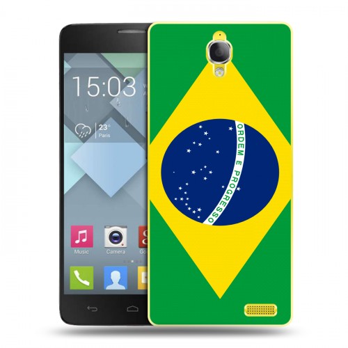 Дизайнерский пластиковый чехол для Alcatel One Touch Idol X Флаг Бразилии