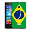 Дизайнерский пластиковый чехол для Microsoft Lumia 435 Флаг Бразилии