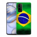 Дизайнерский силиконовый с усиленными углами чехол для Huawei Honor 30 Флаг Бразилии