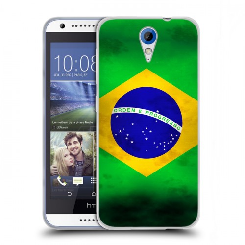 Дизайнерский пластиковый чехол для HTC Desire 620 Флаг Бразилии
