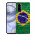 Дизайнерский силиконовый с усиленными углами чехол для Huawei Honor 30 Флаг Бразилии