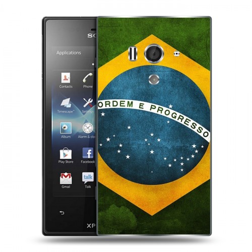 Дизайнерский пластиковый чехол для Sony Xperia acro S Флаг Бразилии