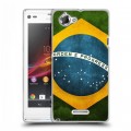 Дизайнерский пластиковый чехол для Sony Xperia L Флаг Бразилии