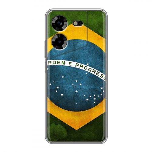 Дизайнерский силиконовый с усиленными углами чехол для Tecno Pova 5 4G Флаг Бразилии