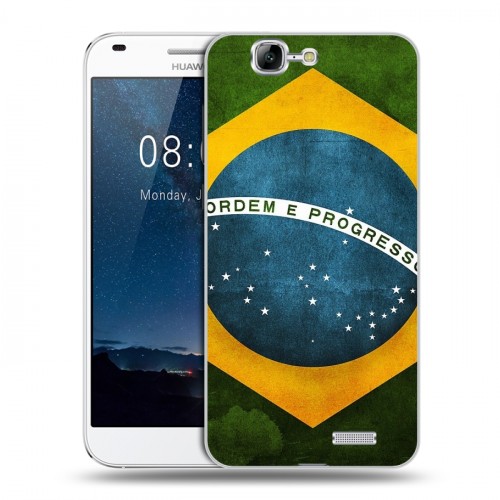 Дизайнерский пластиковый чехол для Huawei Ascend G7 Флаг Бразилии