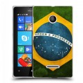 Дизайнерский пластиковый чехол для Microsoft Lumia 435 Флаг Бразилии