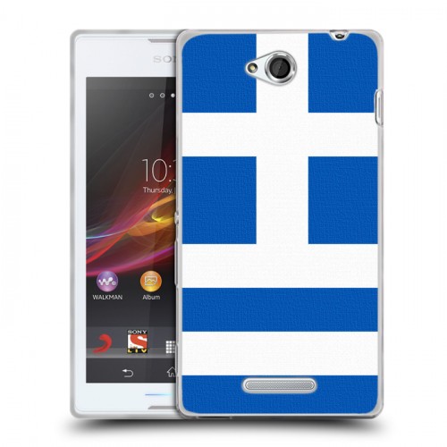 Дизайнерский пластиковый чехол для Sony Xperia C Флаг Греции