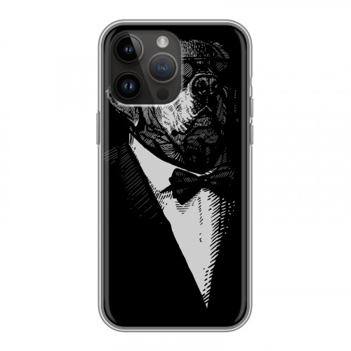 Дизайнерский силиконовый с усиленными углами чехол для Iphone 14 Pro Max Хищные джентльмены