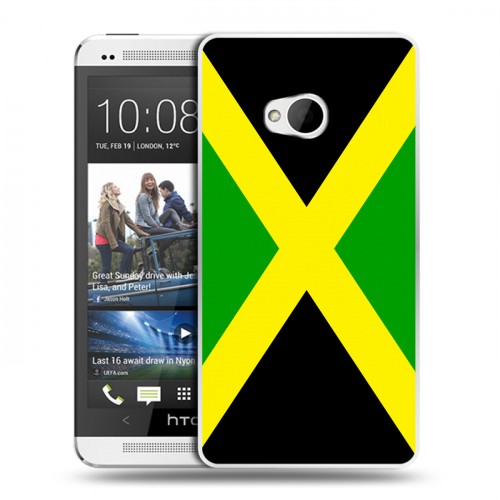 Дизайнерский пластиковый чехол для HTC One (M7) Dual SIM Флаг Ямайки