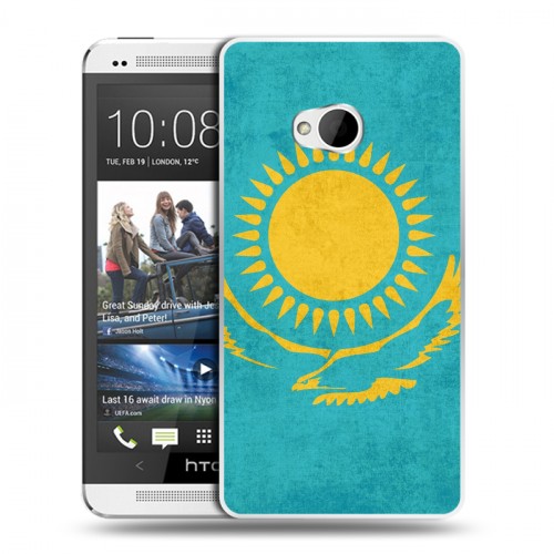 Дизайнерский пластиковый чехол для HTC One (M7) Dual SIM Флаг Казахстана