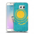 Дизайнерский пластиковый чехол для Samsung Galaxy S6 Edge Флаг Казахстана