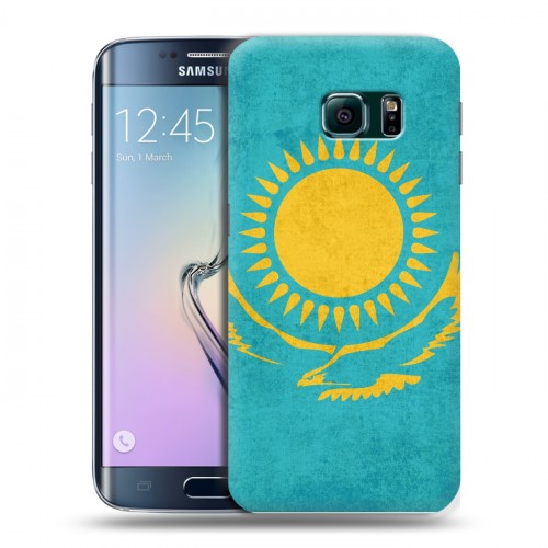 Дизайнерский пластиковый чехол для Samsung Galaxy S6 Edge Флаг Казахстана