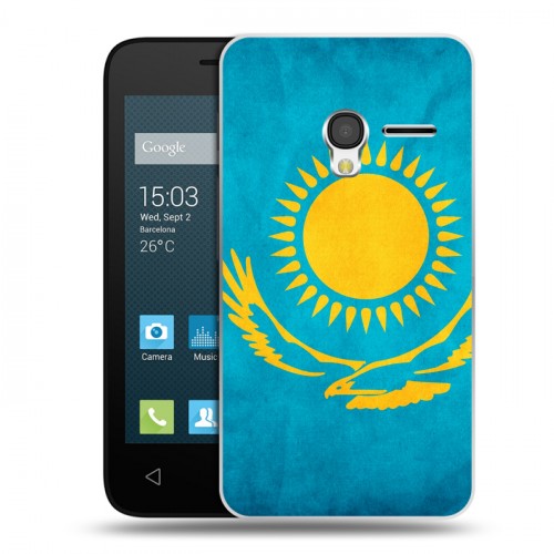 Дизайнерский пластиковый чехол для Alcatel One Touch Pixi 3 (4.0) Флаг Казахстана