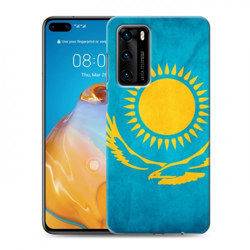 Дизайнерский пластиковый чехол для Huawei P40 Флаг Казахстана