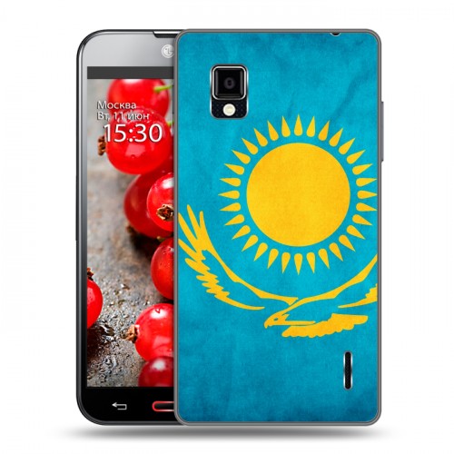 Дизайнерский пластиковый чехол для LG Optimus G Флаг Казахстана