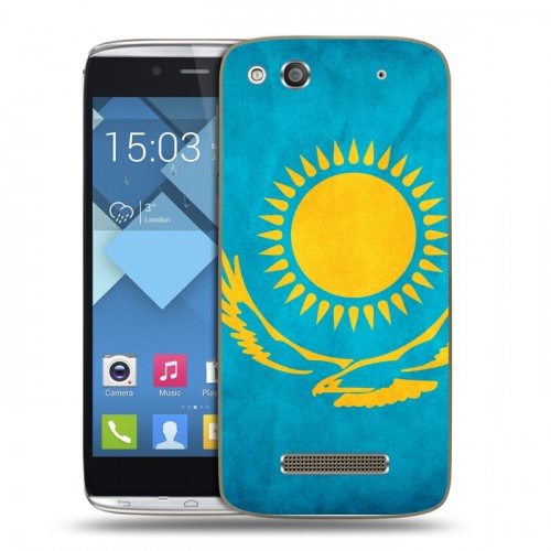 Дизайнерский пластиковый чехол для Alcatel One Touch Idol Alpha Флаг Казахстана