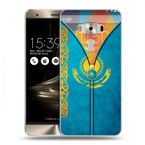 Дизайнерский силиконовый чехол для Asus ZenFone 3 Deluxe Флаг Казахстана