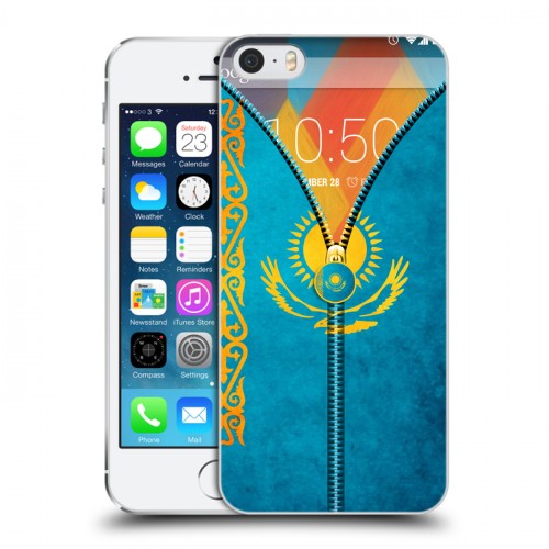 Дизайнерский пластиковый чехол для Iphone 5s Флаг Казахстана