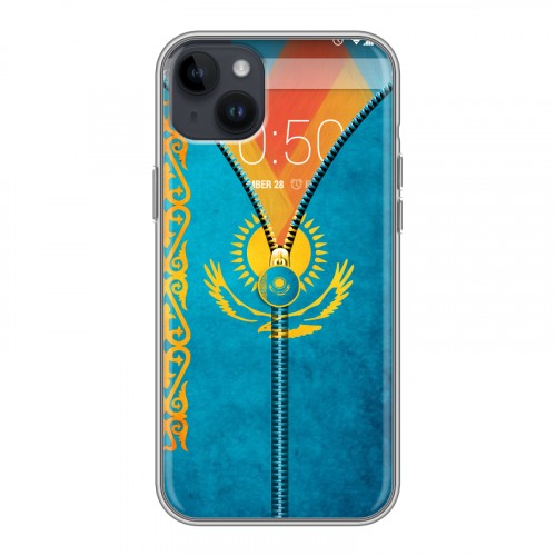 Дизайнерский пластиковый чехол для Iphone 14 Plus Флаг Казахстана