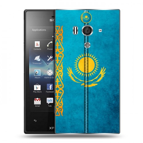 Дизайнерский пластиковый чехол для Sony Xperia acro S Флаг Казахстана