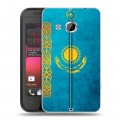 Дизайнерский пластиковый чехол для HTC Desire 200 Флаг Казахстана