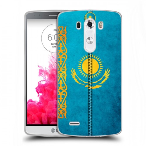 Дизайнерский пластиковый чехол для LG G3 (Dual-LTE) Флаг Казахстана