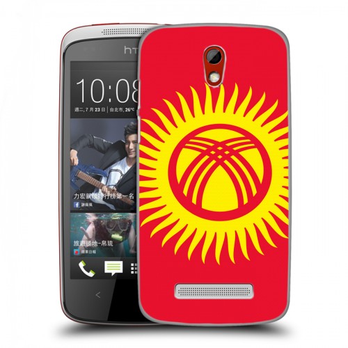 Дизайнерский пластиковый чехол для HTC Desire 500 Флаг Киргизии